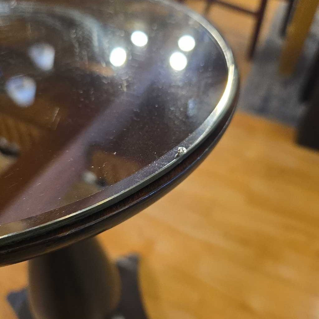 Round Mirror Top Pedestal Table