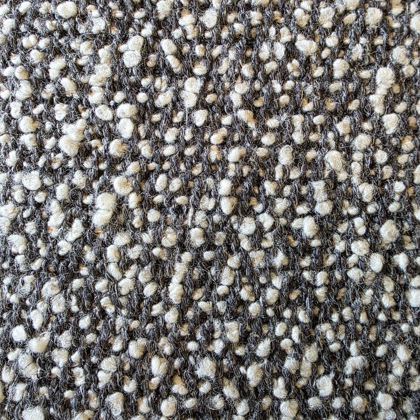 Couch Rollie Sloped Arm Grey + White Boucle Sofa