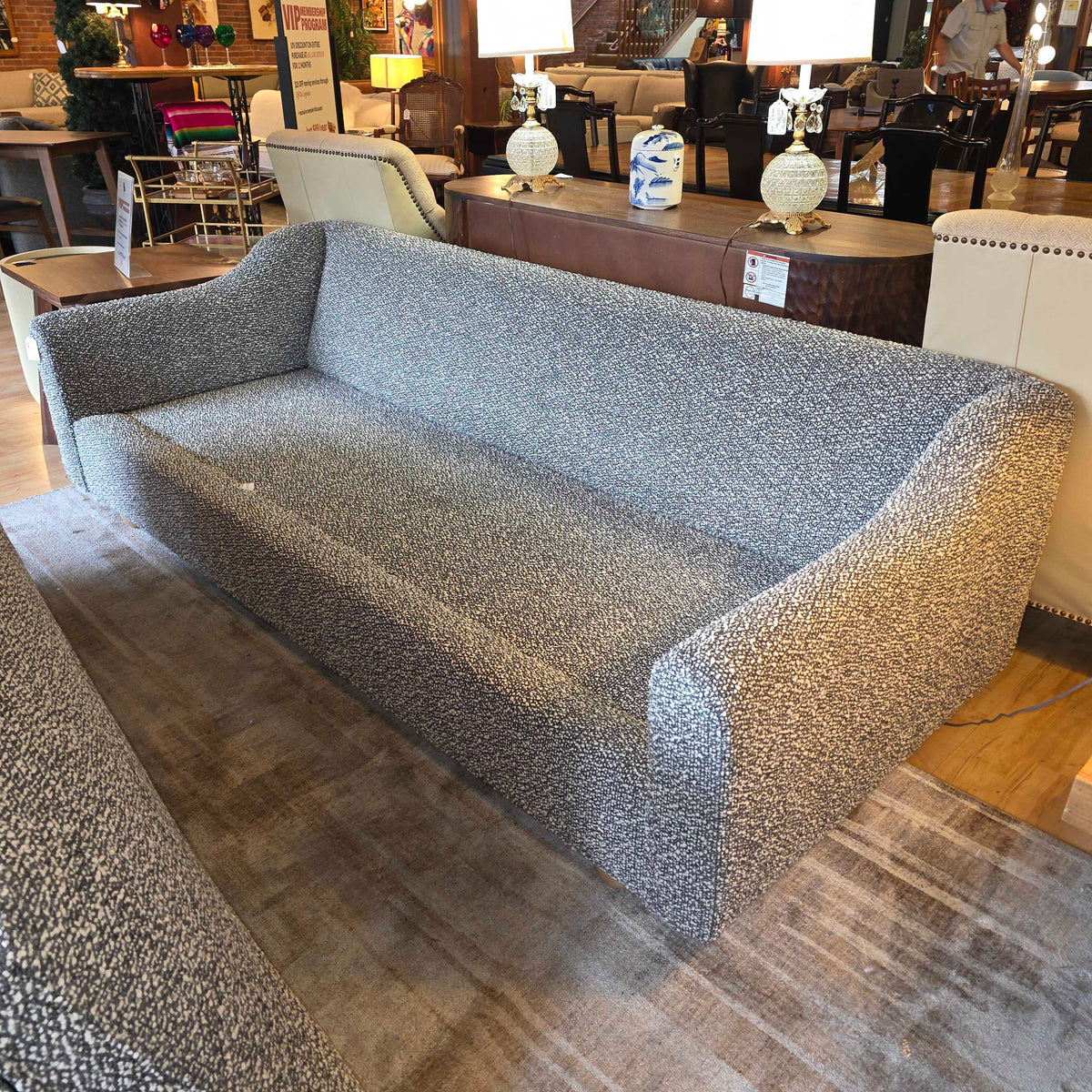 Couch Rollie Sloped Arm Grey + White Boucle Sofa