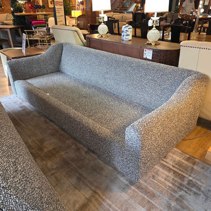 Couch Rollie Sloped Arm Grey + White Boucle Sofa