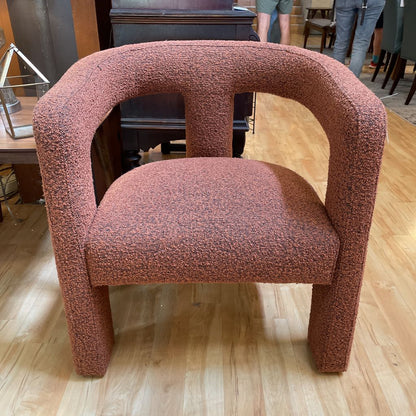 Copper Boucle Curved Back Accent Chair