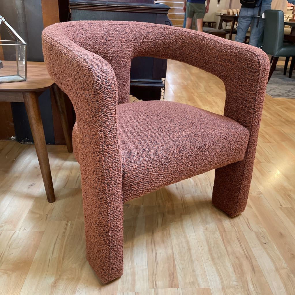 Copper Boucle Curved Back Accent Chair