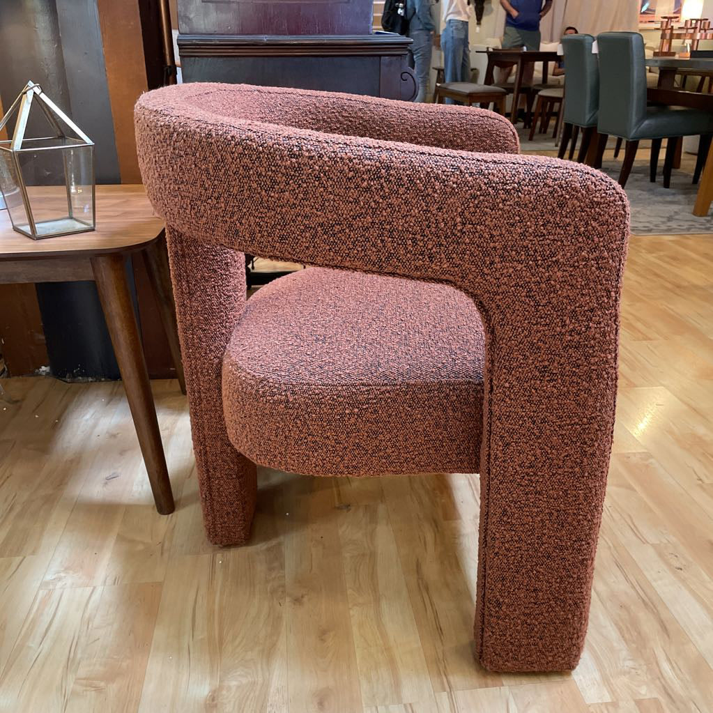 Copper Boucle Curved Back Accent Chair
