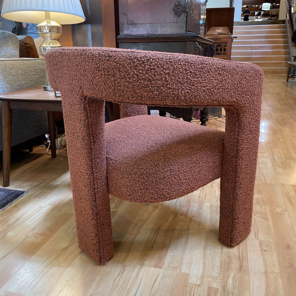 Copper Boucle Curved Back Accent Chair