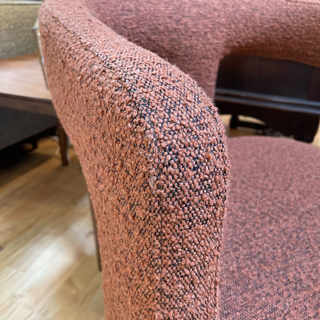 Copper Boucle Curved Back Accent Chair