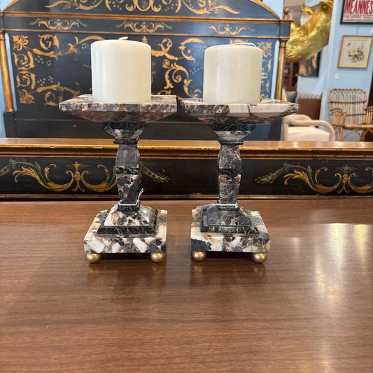 Stone Candle Pedestal Candle Holder (SET OF 2) SMALLS