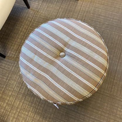 Taupe Round Striped Ottoman
