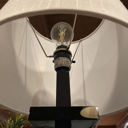 Black Glass Stacked Squares Base Table Lamp