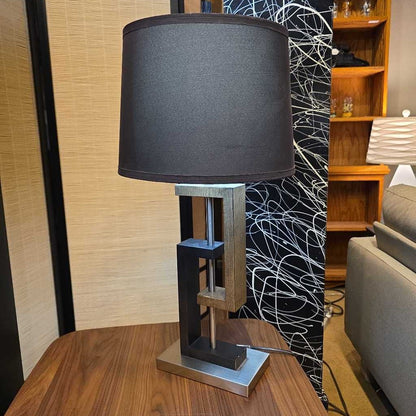 Offset Geometric Design Base Table Lamp with Black Shade