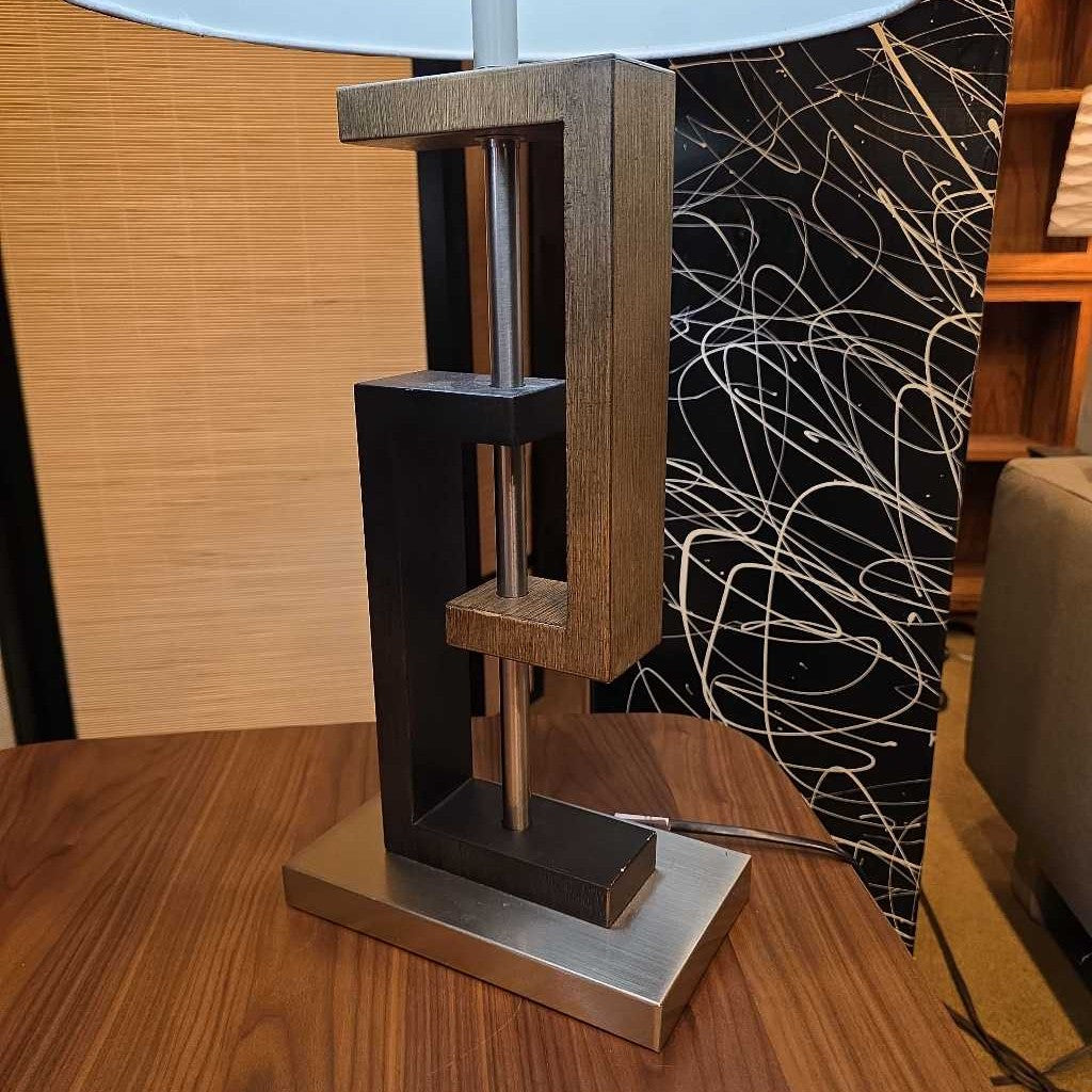 Offset Geometric Design Base Table Lamp with Black Shade