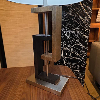 Offset Geometric Design Base Table Lamp with Black Shade