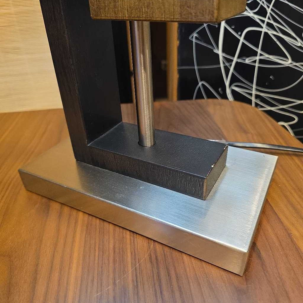 Offset Geometric Design Base Table Lamp with Black Shade