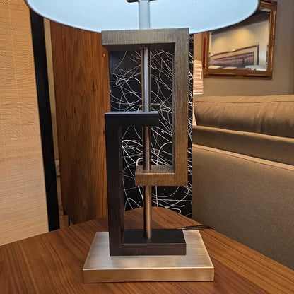 Offset Geometric Design Base Table Lamp with Black Shade