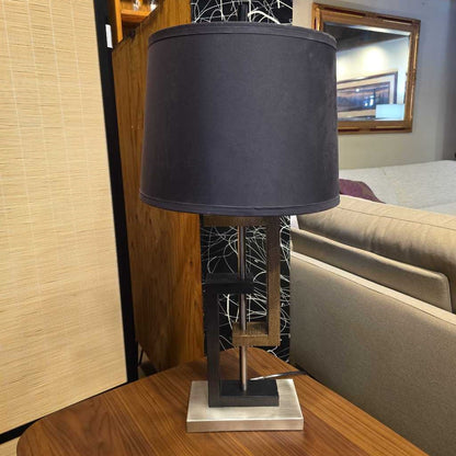 Offset Geometric Design Base Table Lamp with Black Shade