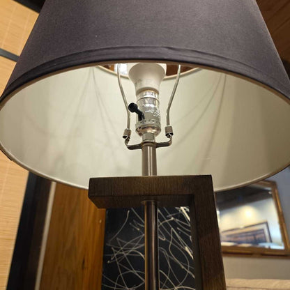 Offset Geometric Design Base Table Lamp with Black Shade