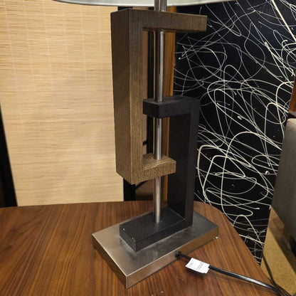 Offset Geometric Design Base Table Lamp with Black Shade