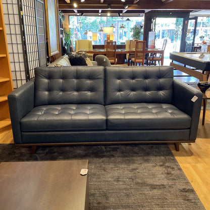 Edith Blue Leather Sofa