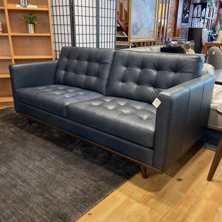 Edith Blue Leather Sofa