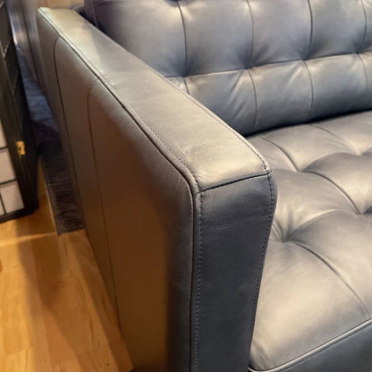 Edith Blue Leather Sofa