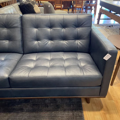 Edith Blue Leather Sofa