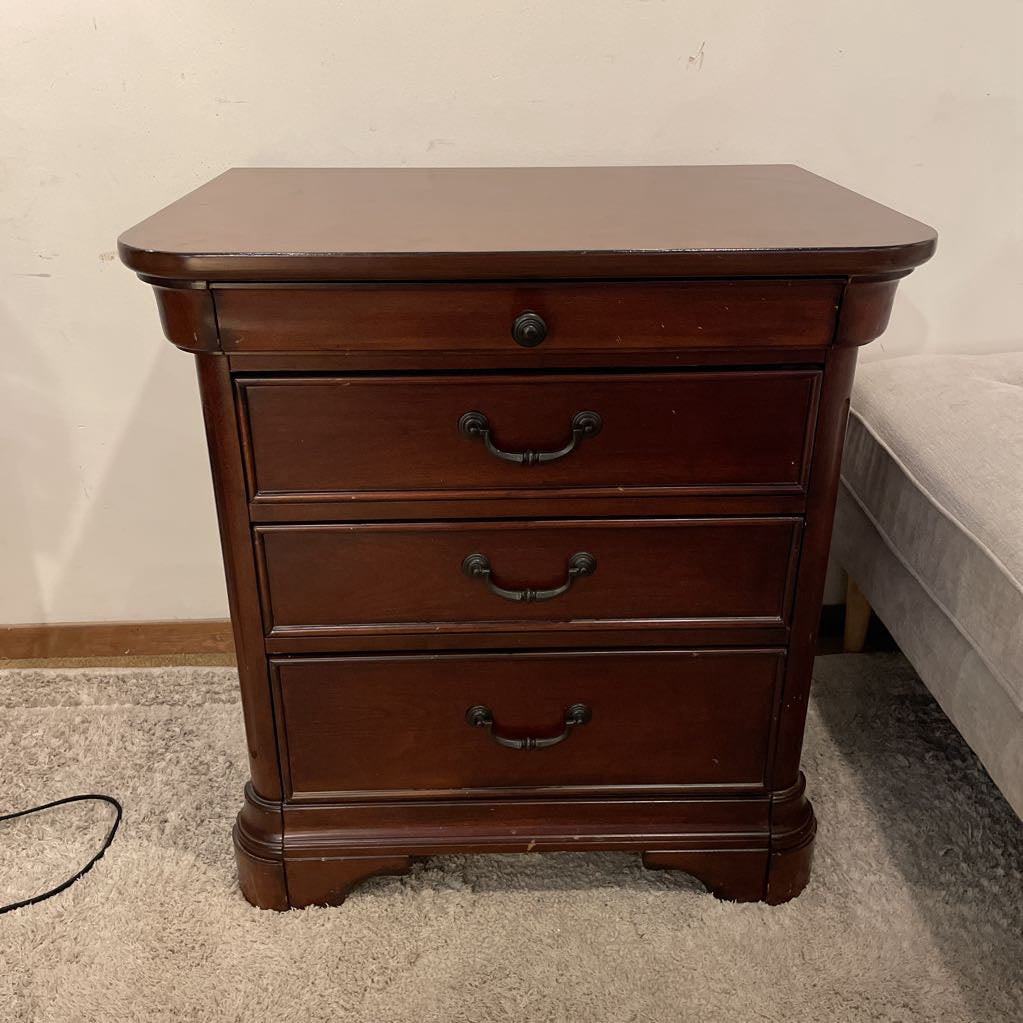 Dark Wood 3 Drawer End Table