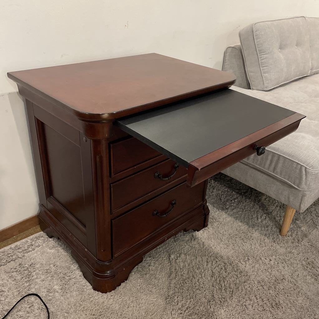 Dark Wood 3 Drawer End Table
