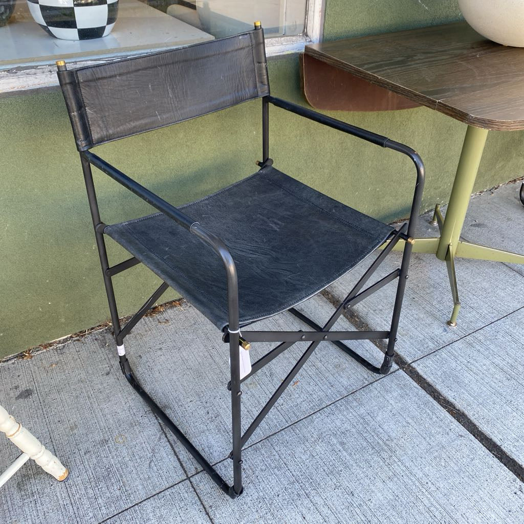 Charcoal Leather Directors Chair