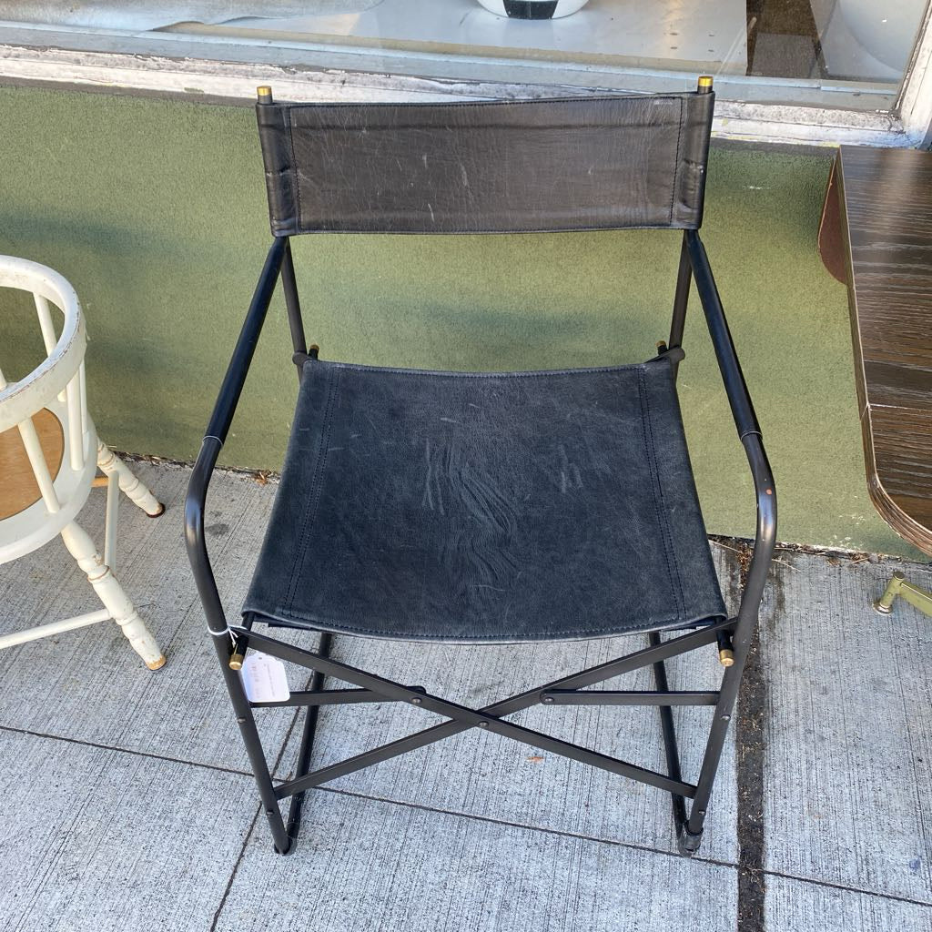 Charcoal Leather Directors Chair