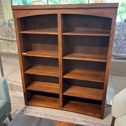 Oak Mission Style Double Bookcase