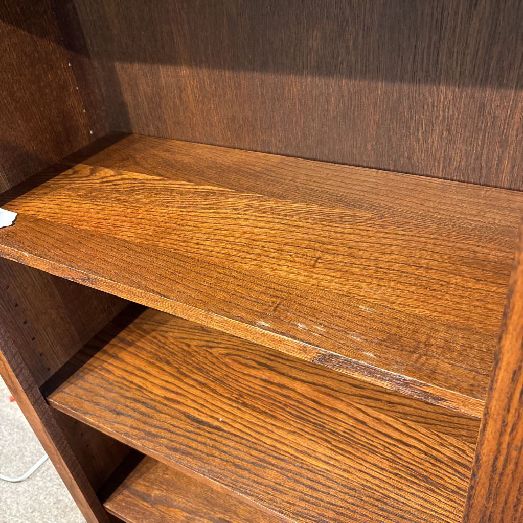 Oak Mission Style Double Bookcase