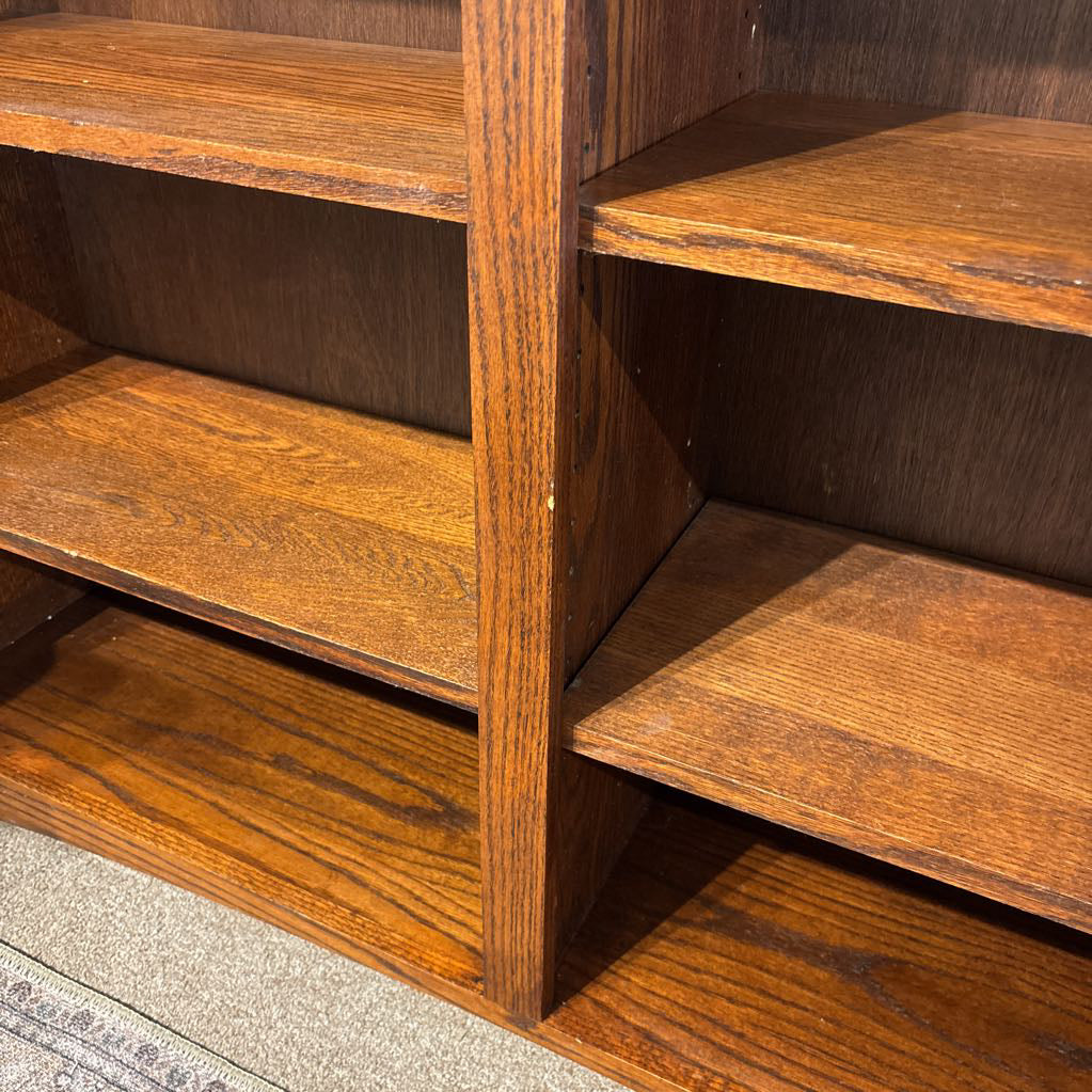 Oak Mission Style Double Bookcase