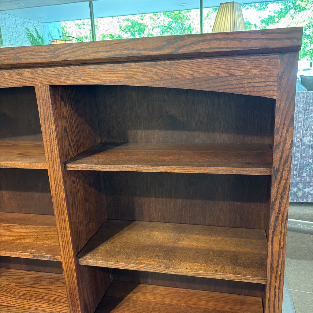 Oak Mission Style Double Bookcase