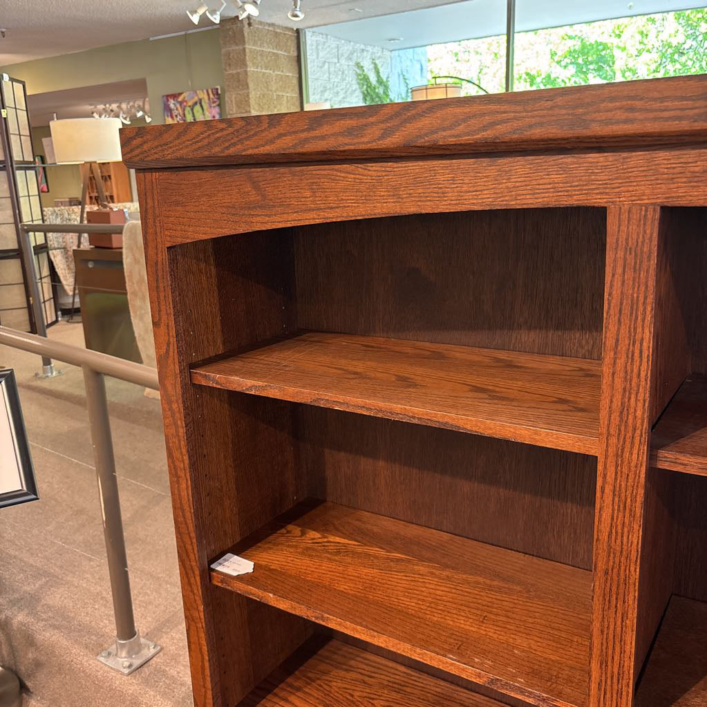 Oak Mission Style Double Bookcase