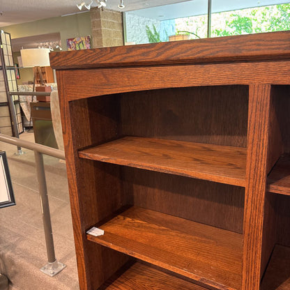 Oak Mission Style Double Bookcase