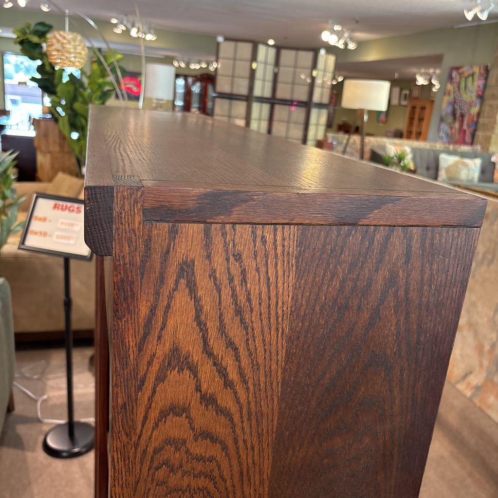 Oak Mission Style Double Bookcase