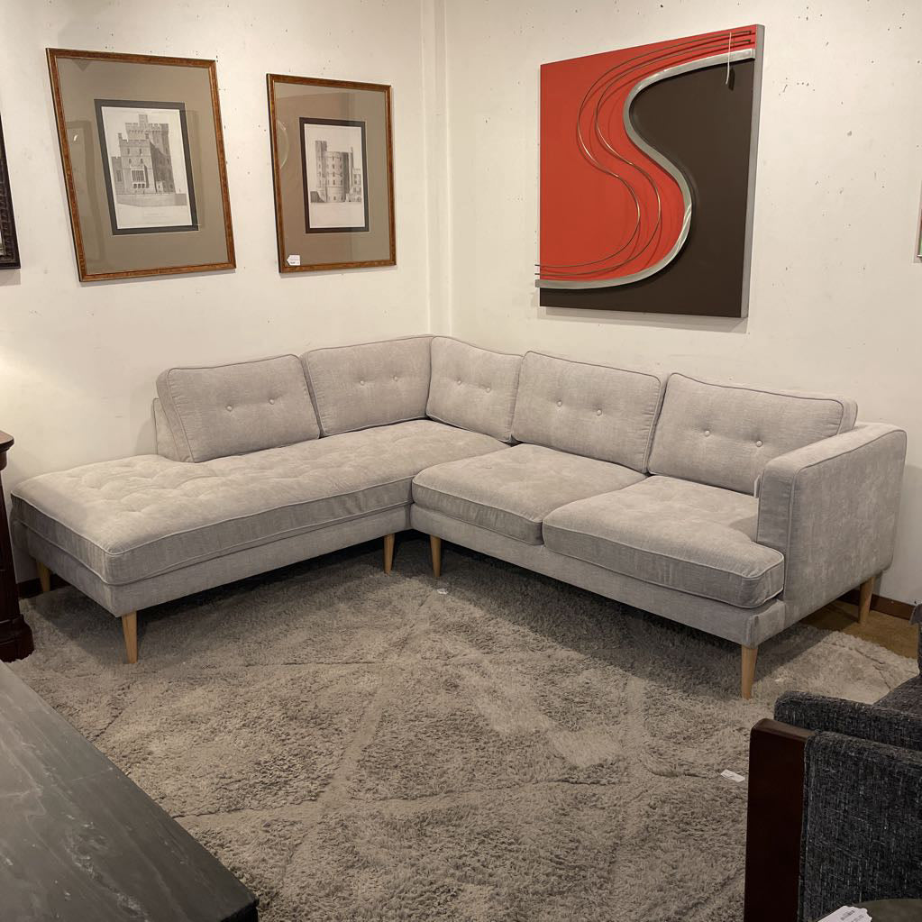 Silver Tufted LAF Sectional