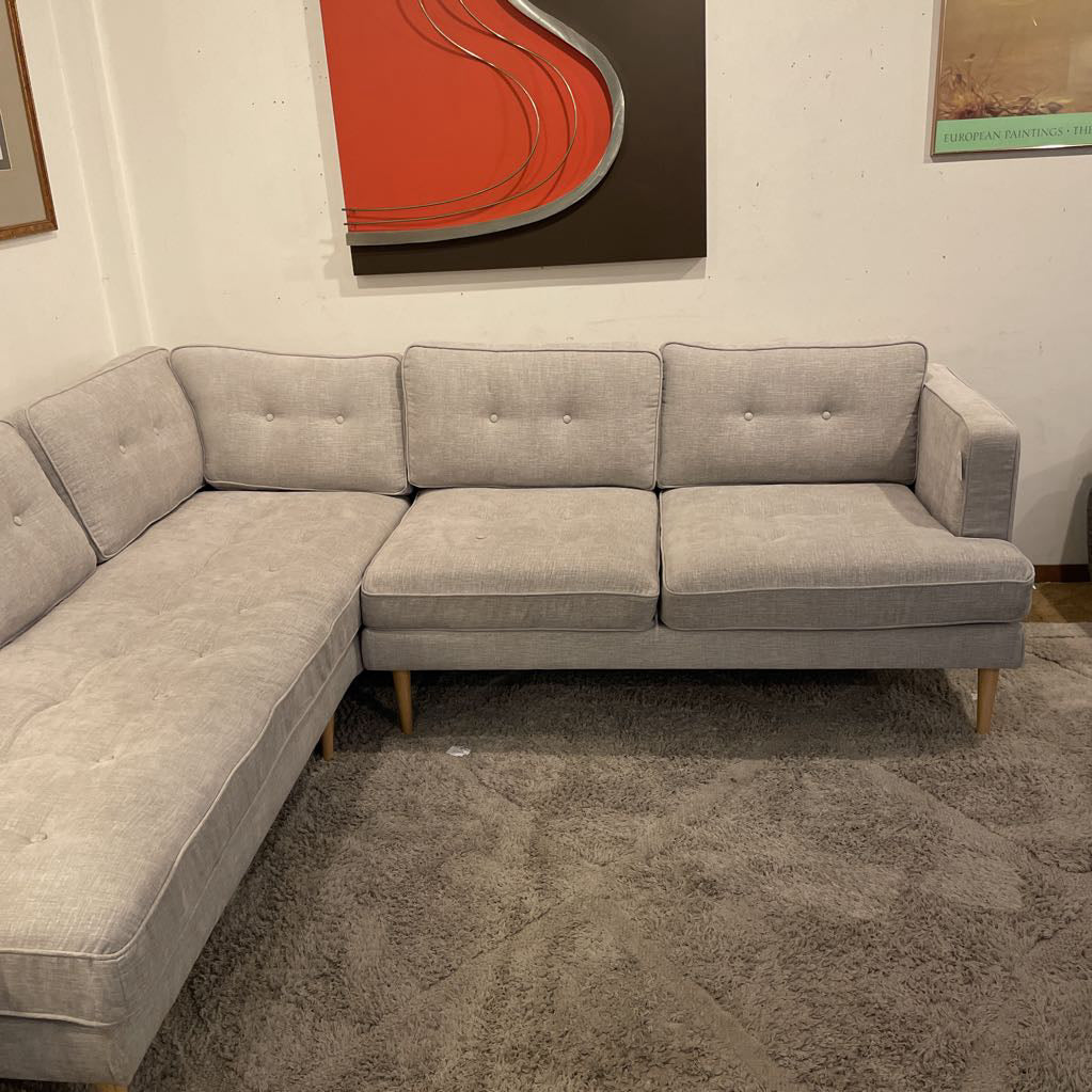 Silver Tufted LAF Sectional
