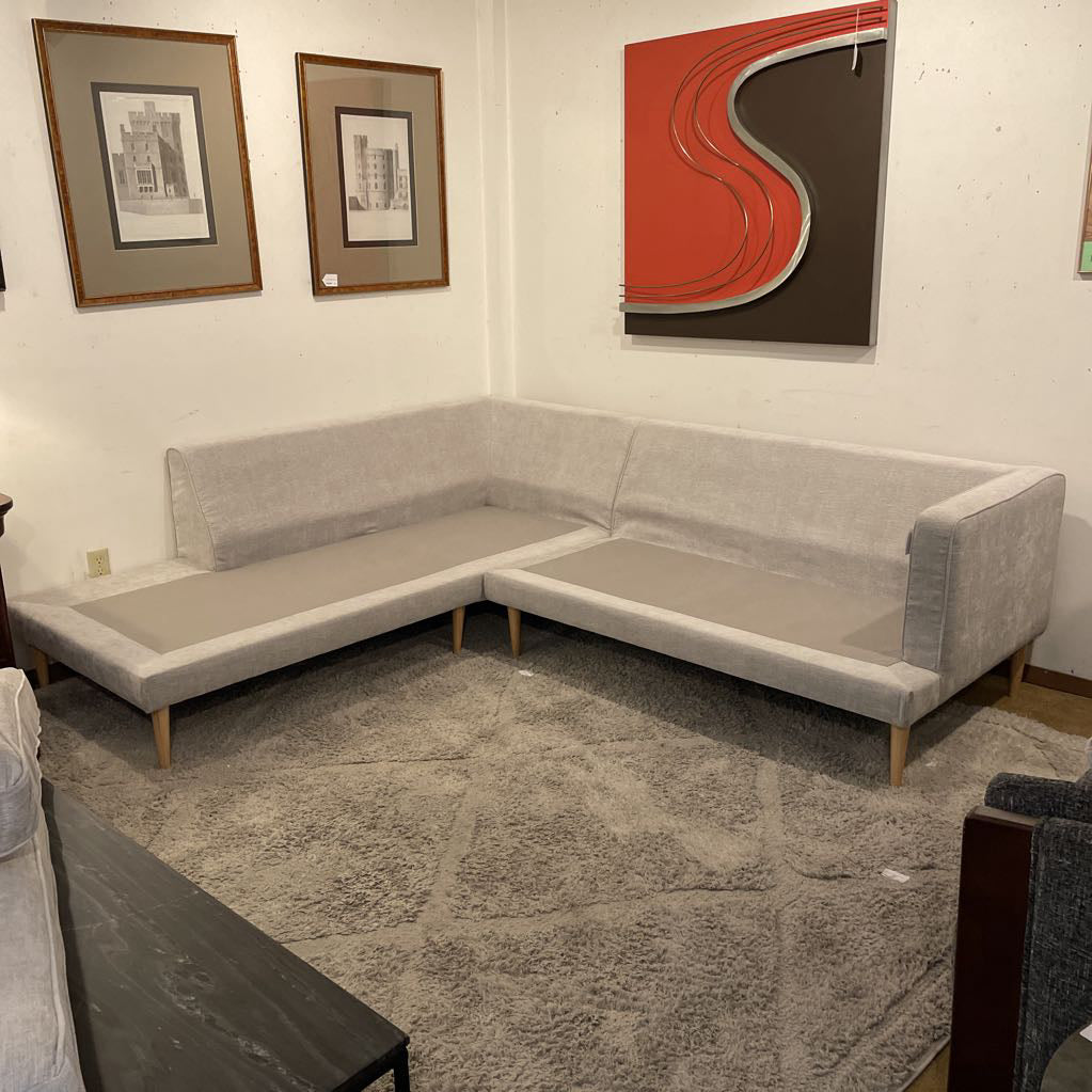 Silver Tufted LAF Sectional