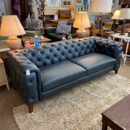 Daphne Blue Leather Sofa