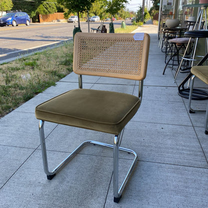 PAIR of CESCA Style Side Chairs w/Green Velvet Seat