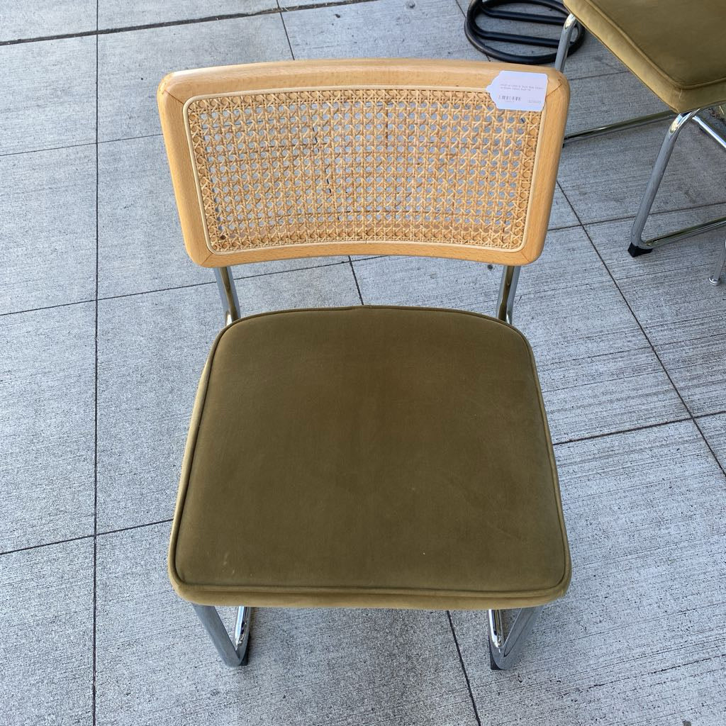 PAIR of CESCA Style Side Chairs w/Green Velvet Seat