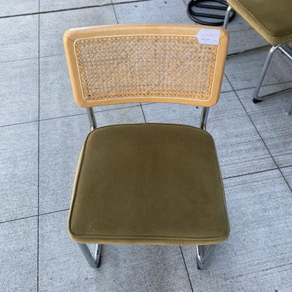 PAIR of CESCA Style Side Chairs w/Green Velvet Seat