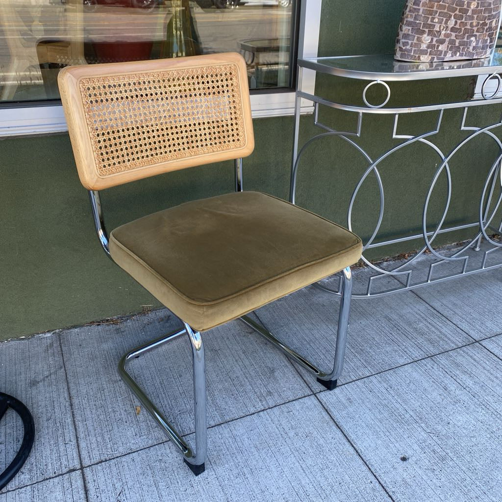 PAIR of CESCA Style Side Chairs w/Green Velvet Seat