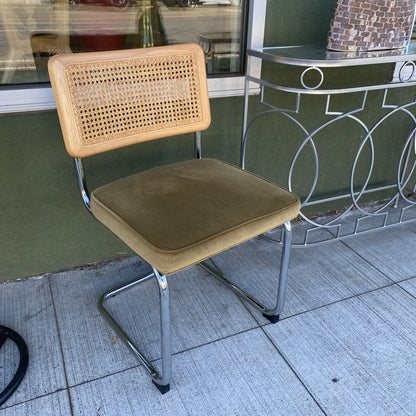 PAIR of CESCA Style Side Chairs w/Green Velvet Seat