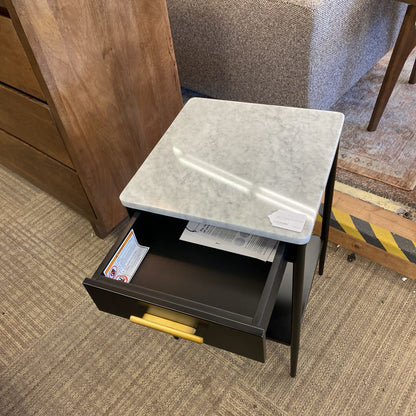 WEST ELM Black Metal Side Table w/Marble Top
