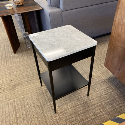 WEST ELM Black Metal Side Table w/Marble Top