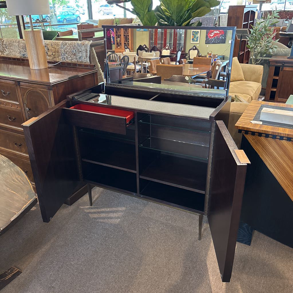 Mitchell Gold & Bob Williams Bar Cabinet w/ Lift Top & Mirror C BAR SERVERS
