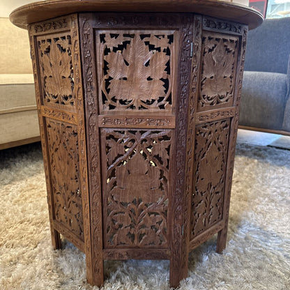 Large Vintage Carved Collapsible Side Table