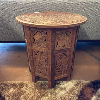 Small Vintage Carved Collapsible Side Table