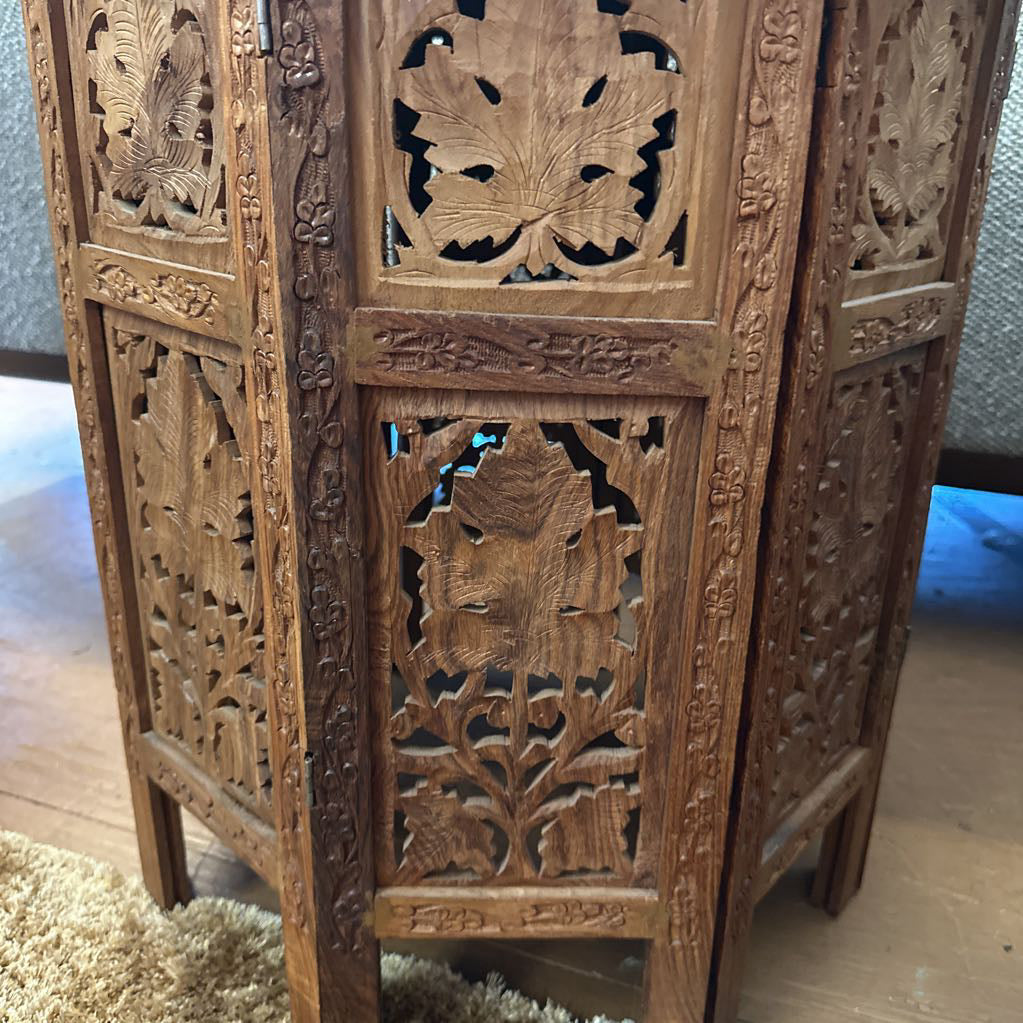 Small Vintage Carved Collapsible Side Table C SIDE TABLES